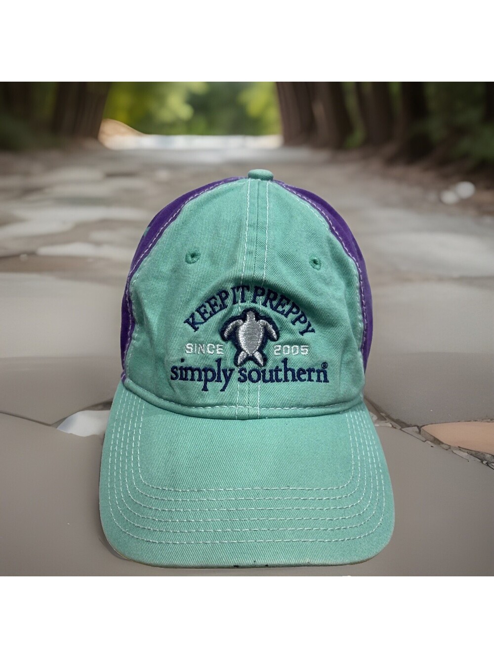 Keep It Preppy Simply Southern Sea Turtle Faded Purple Blue Baseball Cap